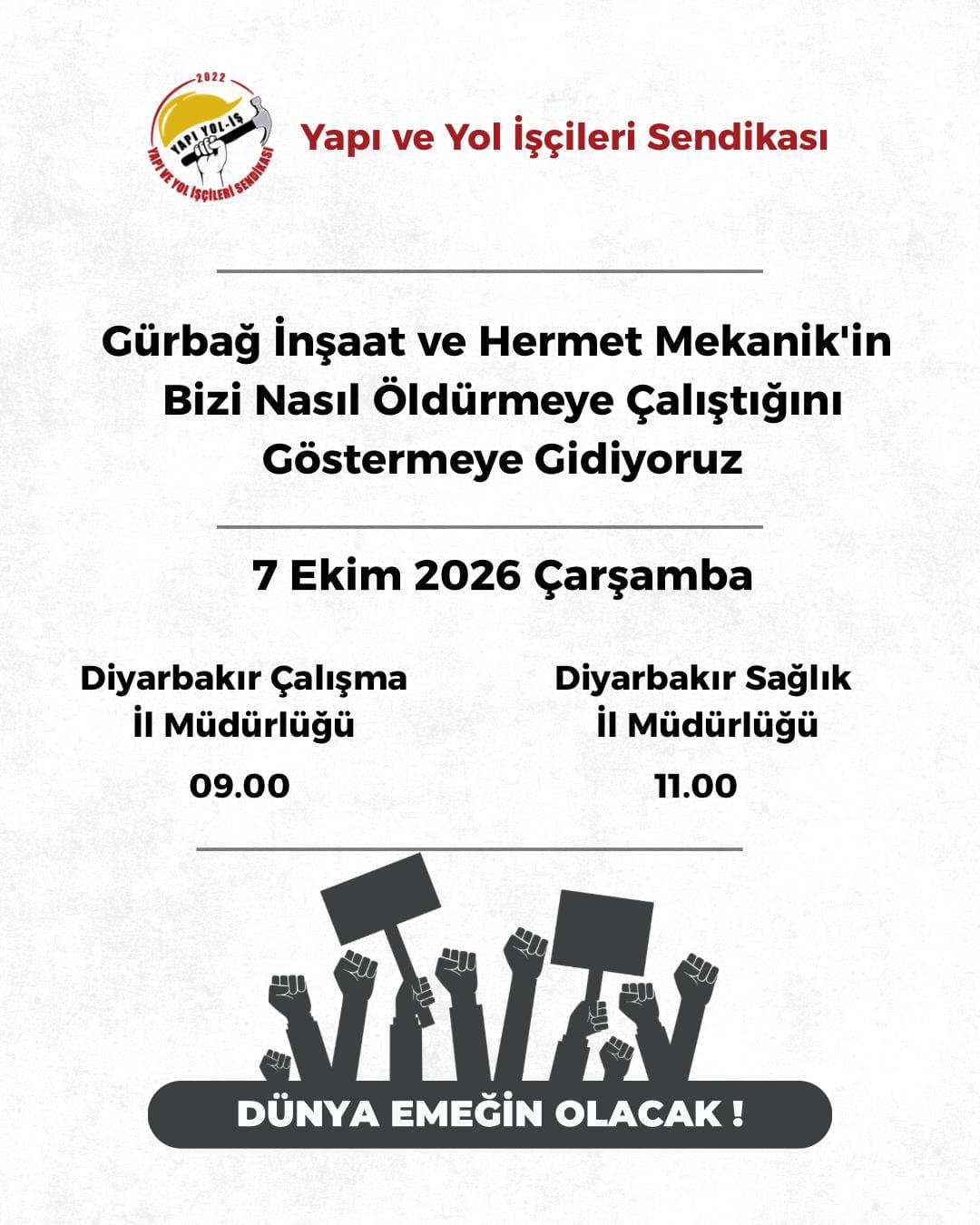 Gürbağ Grup ve Hermet Mekanik'in Yaptığı Hukuksuzluklara karşı 07.10.2026 8. Gün Eylem Programımız